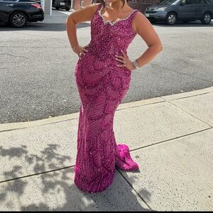 Elegant Pink Beaded Gown